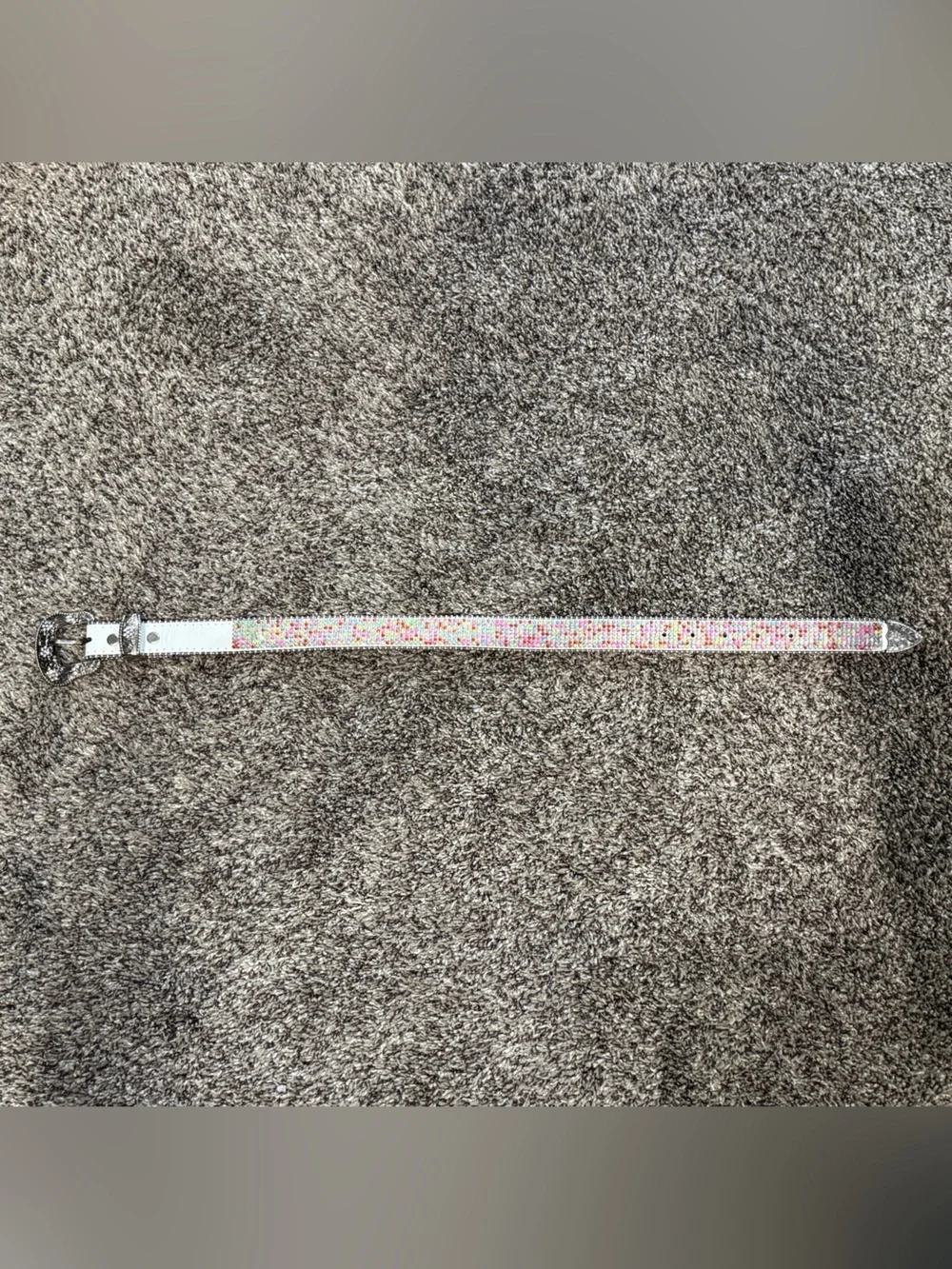Rhinestone Crystal Studded Belt - White Base with Multicolor Accents